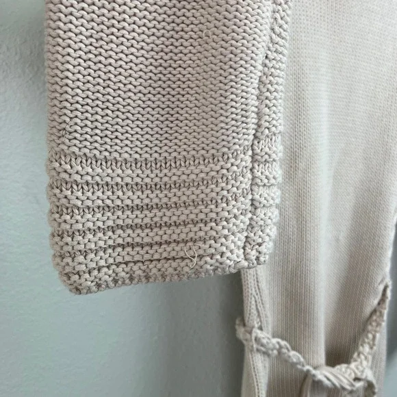 Spiegel Vtg Beige Crochet Neck Belted Tunic Sweater Women's Medium Boho Coastal - Picture 4 of 9